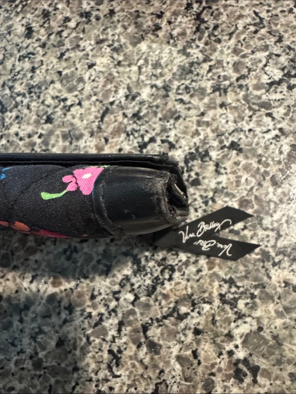 Vera Bradley Black Quilted Wallet with Bright Floral Print - Picture 5 of 5